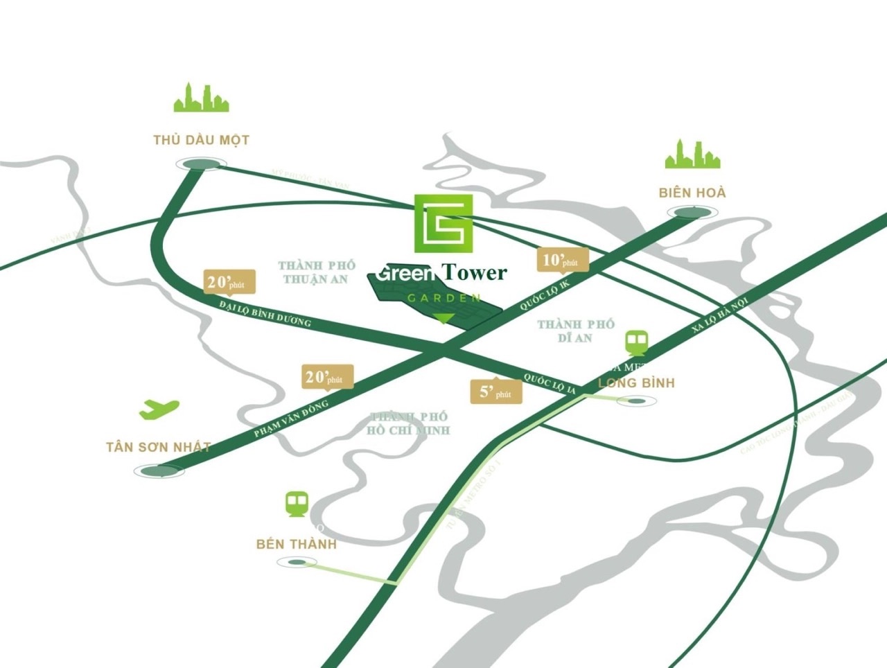 Green Skyline – Biểu tượng sống xanh hiện đại giữa trung tâm Dĩ An 2 Vi tri Green Skyline Di An